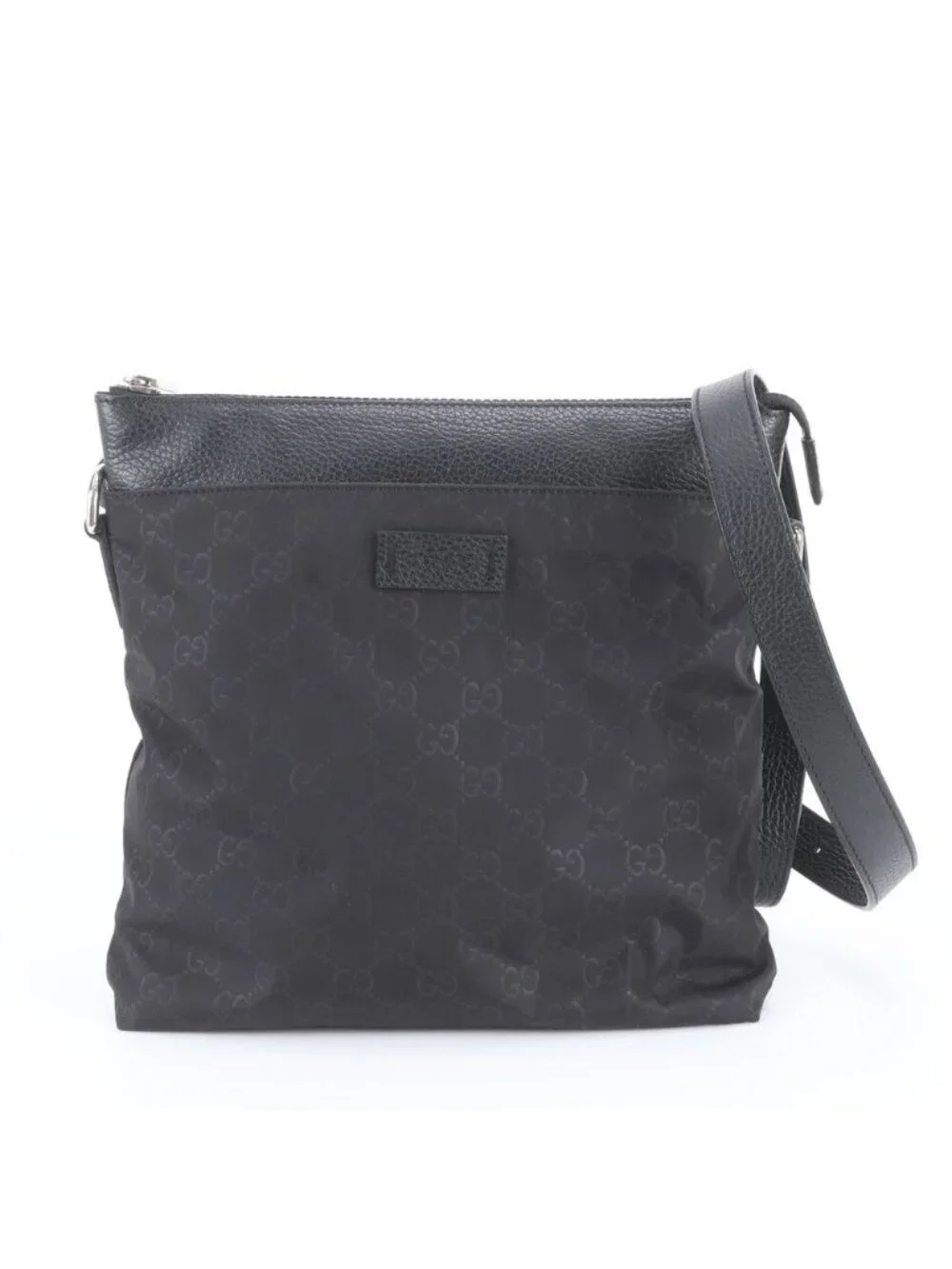 Gucci GG Nylon Leather Shoulder Bag Messenger Business Black